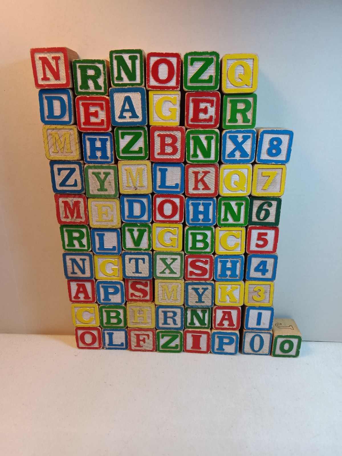 VTG Children’s ABC Wooden Block Building Set Of #69 Blocks Includes Numbers