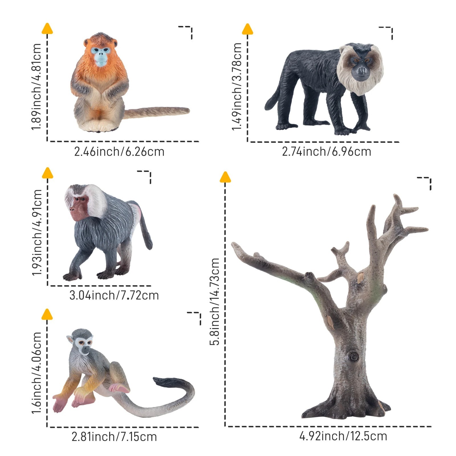 Toymany 15pcs Primates Animal Figurine Realistic Collectible Handpainted Toy Set