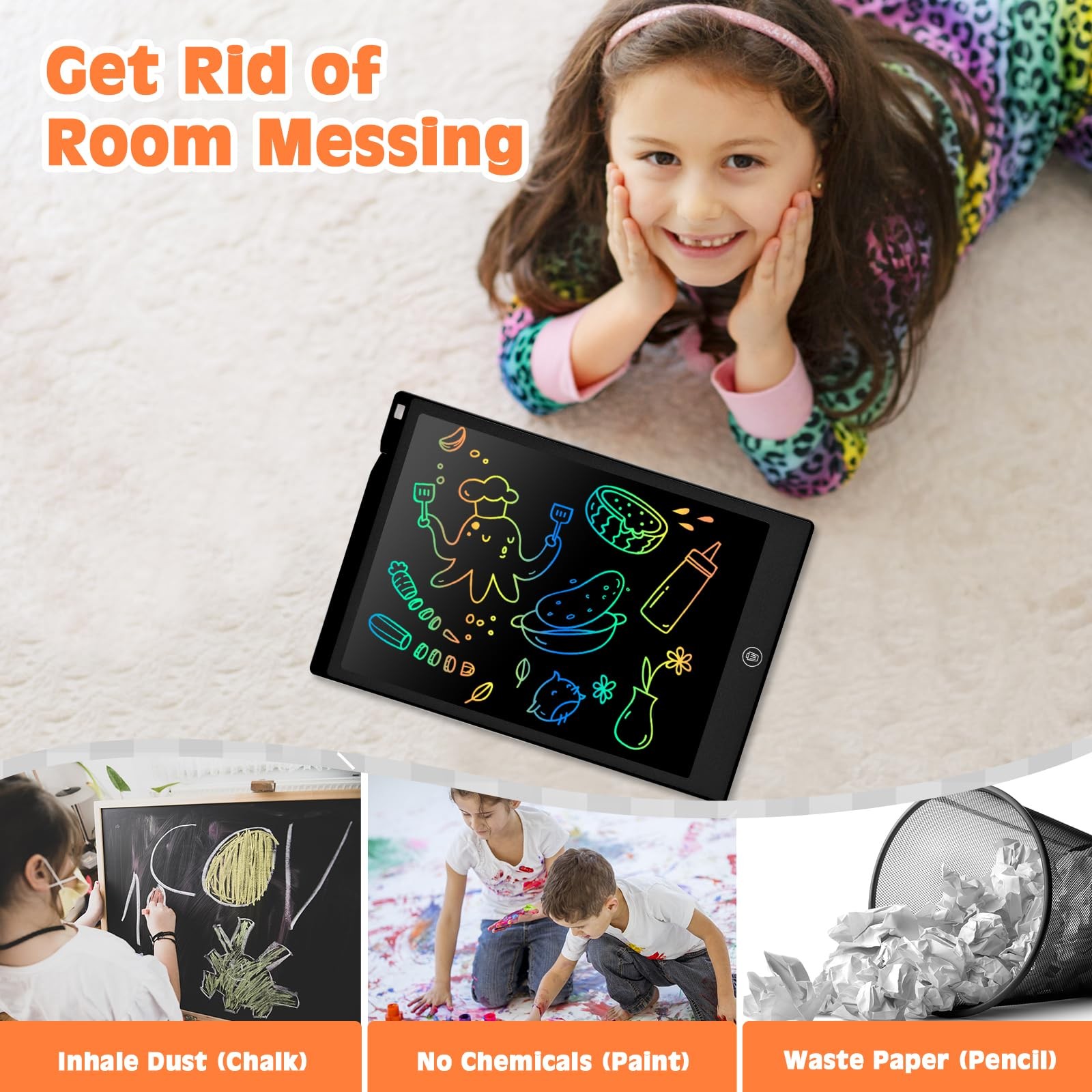 cimetech LCD Writing Tablet, Toys Gifts for 3-8 Year Old 12”, 12” Black