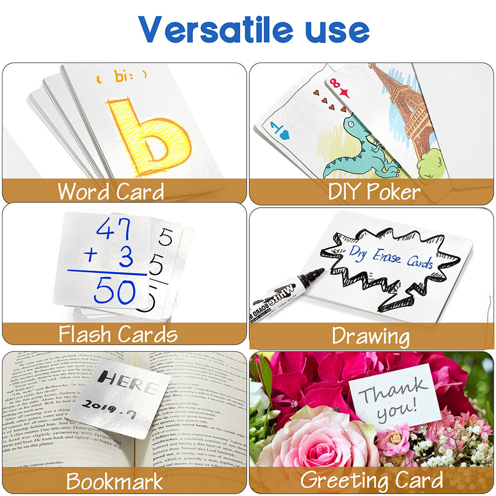 Dry Erase Blank Playing Cards Kids Learning Game Card Message Gift Flash Cards