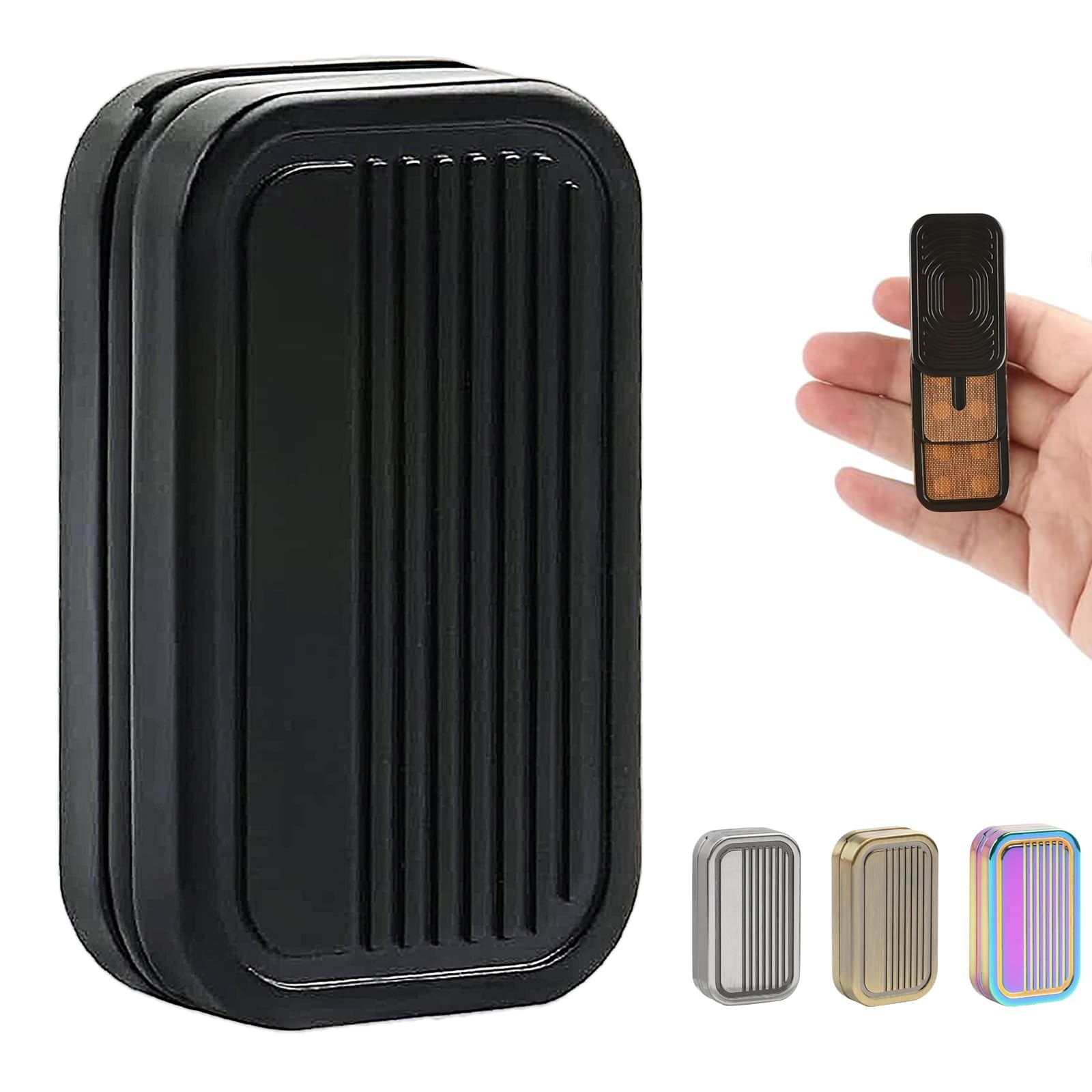 JUDIXY Fidget Slider 3 Layer EDC Gadgets Toy, Metal Magnetic Small, Black