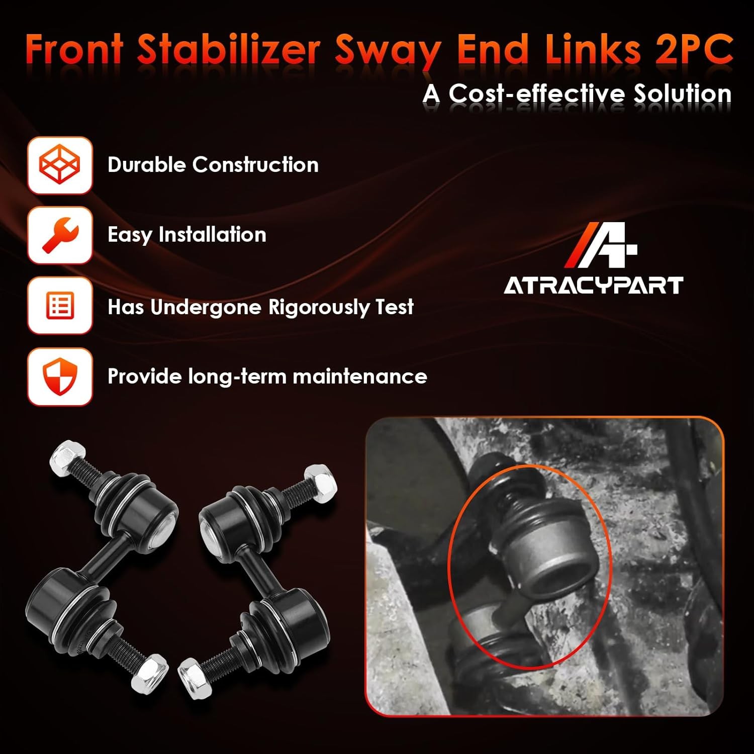 Front Sway Bar Stabilizer Links Zinc Nickel Alloy 2 Pcs Left & Right, Compatible