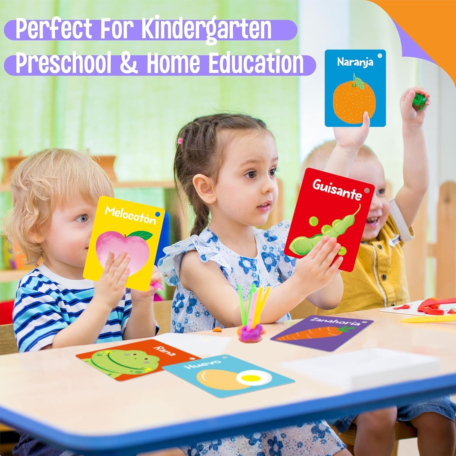 Engaging 51 PCS Spanish Cognitive Flashcards for Early Language Development