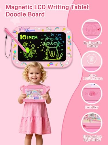 LCD Writing Tablet for Kids, 10 inch Colorful Doodle Board Drawing Pink-10in