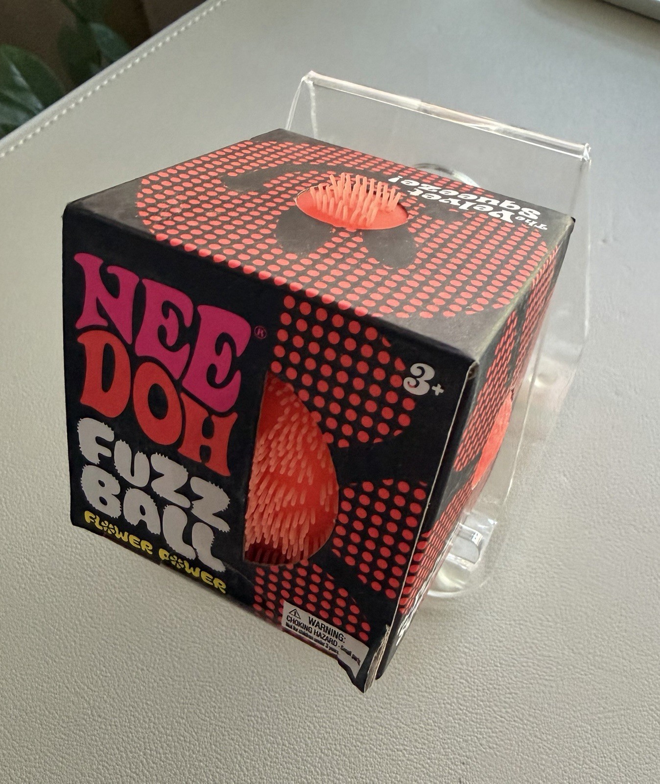 NeeDoh FUZZ BALL – Velvet Squeeze! ORANGE Flower Power New/Sealed Schylling