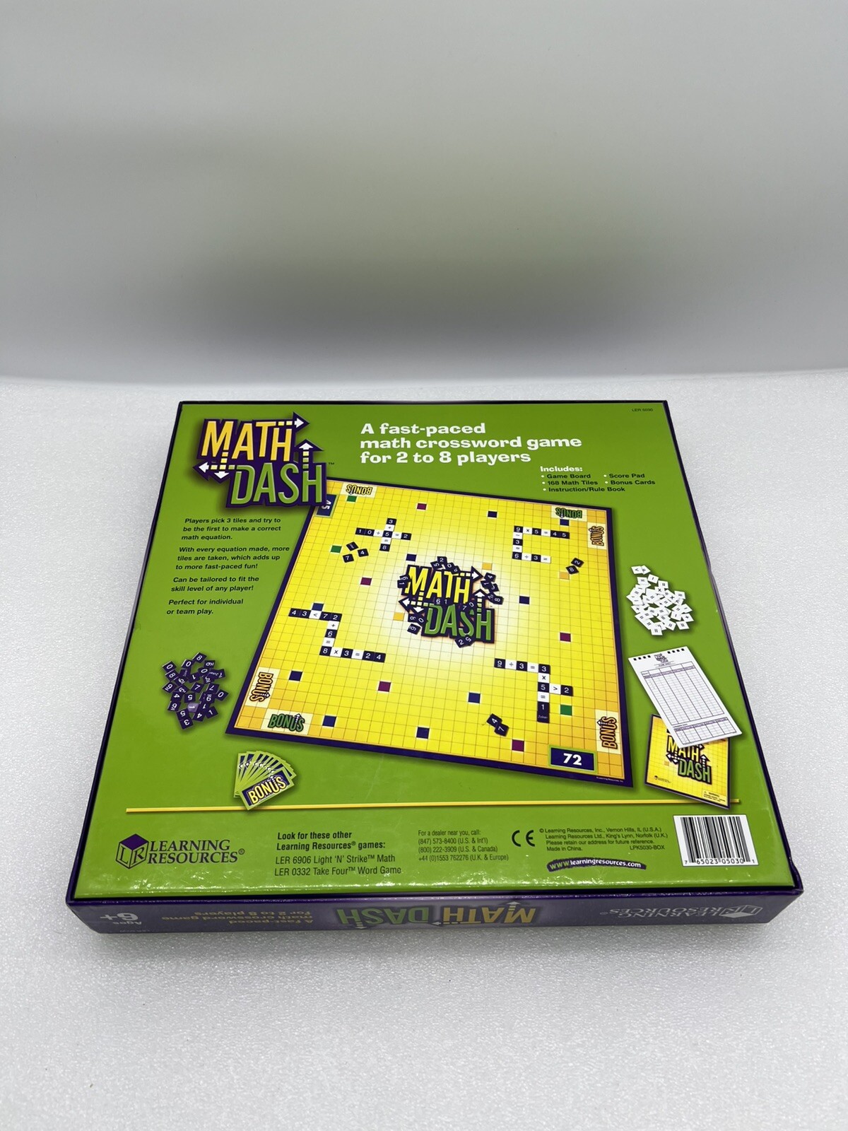 Math Dash Game Learning Resources Age 6 & Up 2-8 Players Math Help Aid Complete!