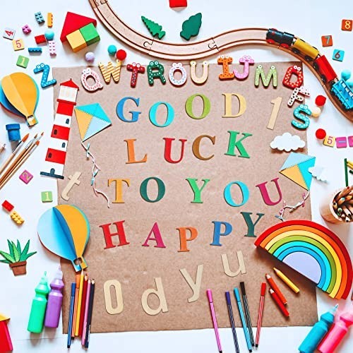 248 Pcs Unfinished Wood Alphabet Letters & Numbers for Crafts, Storage Tray, Edu