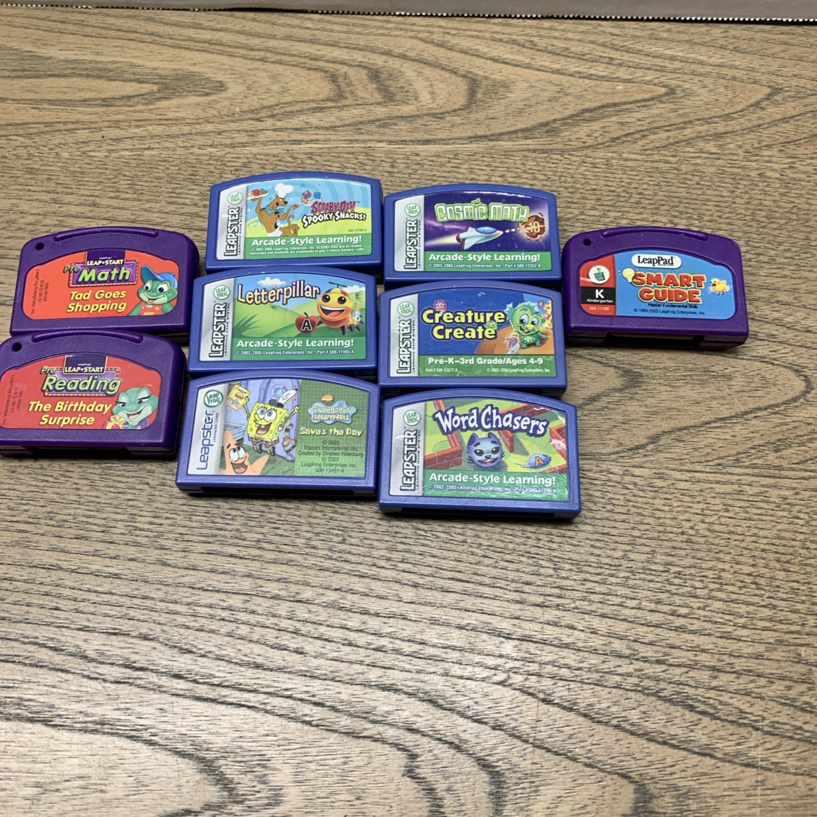 Lot Of 9 Leapster Games Math Reading Letterpillar Word chasers Scooby Ages 6-9