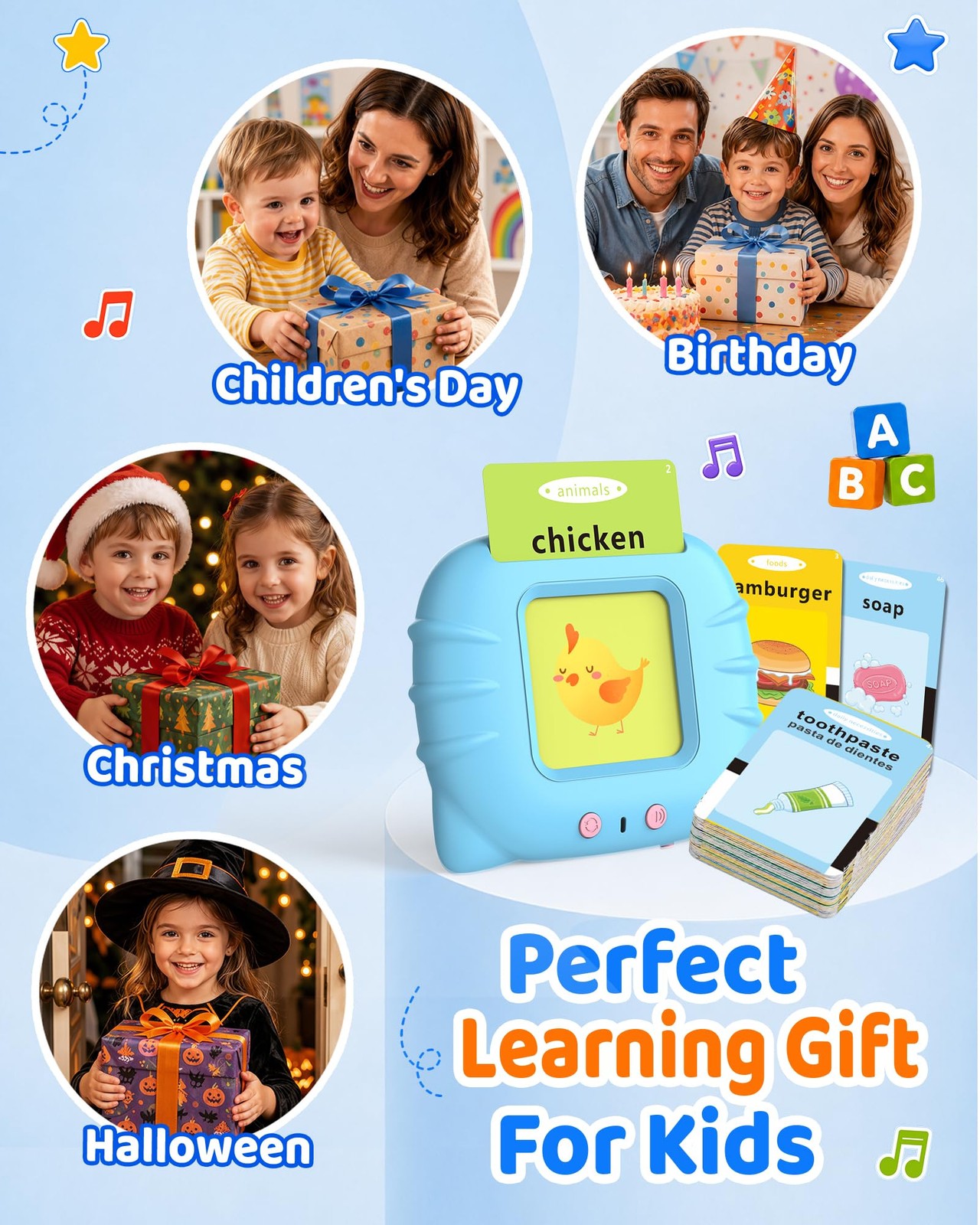 Aullsaty Talking Flash Cards for Toddlers 1-3, Upgraded 248 Sight Words Monte…