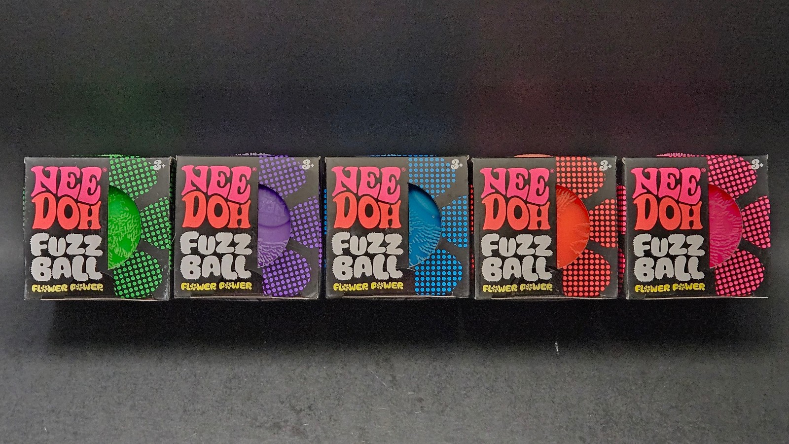 Schylling Nee Doh Fuzz Ball Lot of 5 Green Purple Blue Orange & Pink +++++++++++