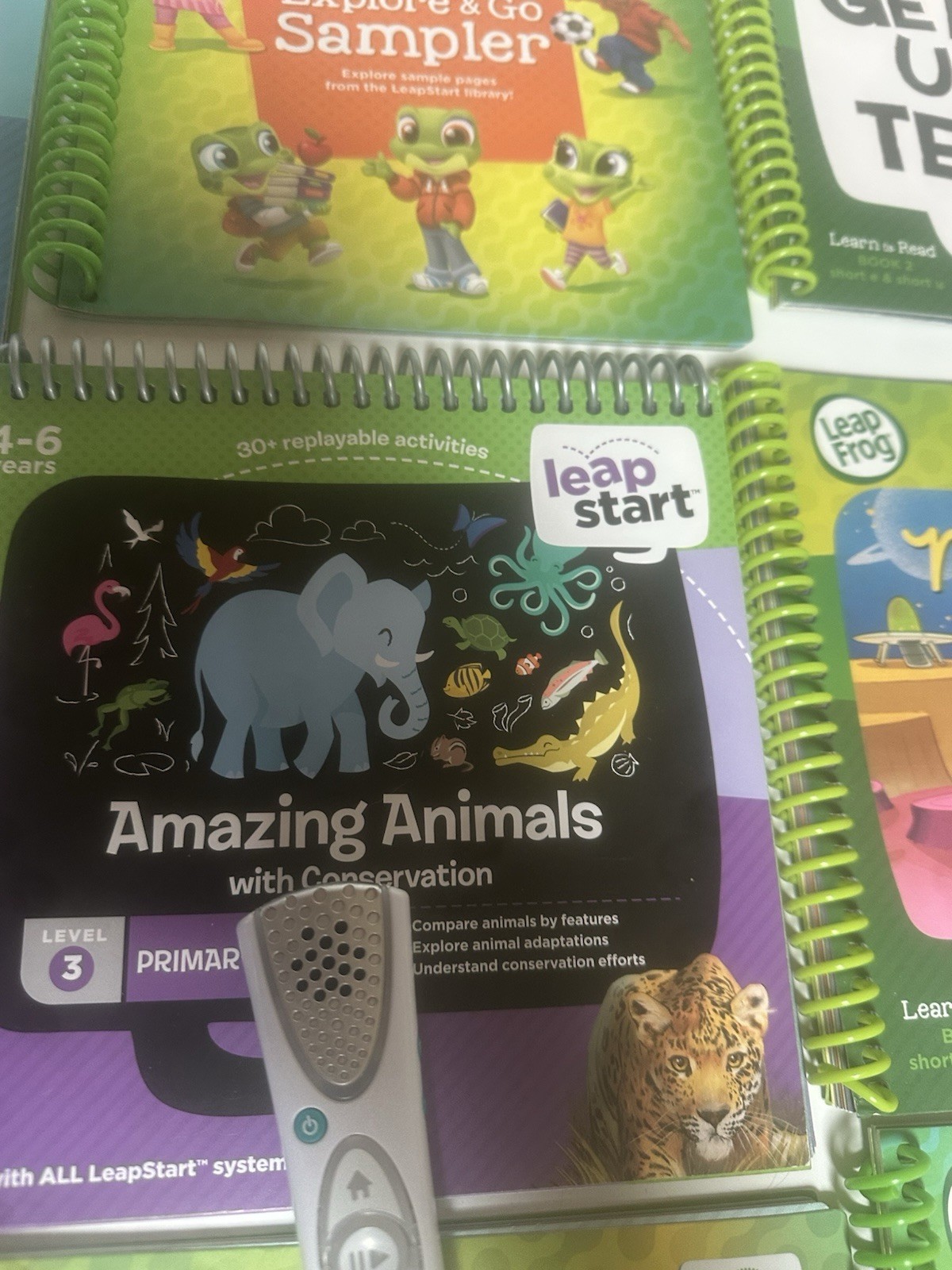 LeapFrog Leap Reader Rechargeable Pen (no Cable) Tested Working + 10 Books ReaD