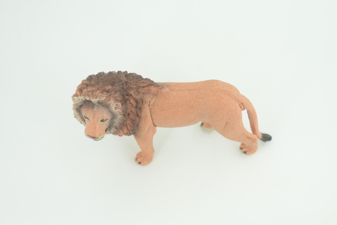 African Male Lion Toy, Realistic Hand Painted Rubber Model 4 Inches CH782 BB182