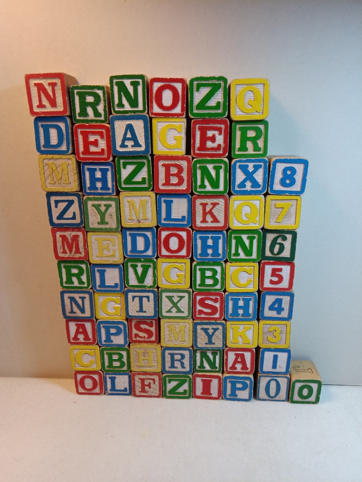 VTG Children’s ABC Wooden Block Building Set Of #69 Blocks Includes Numbers