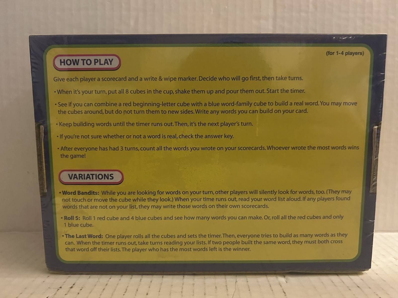 NEW Lakeshore Roll & Read Word Family Game (EE568) Ages 6 And Up, SEALED 1-4 Pla