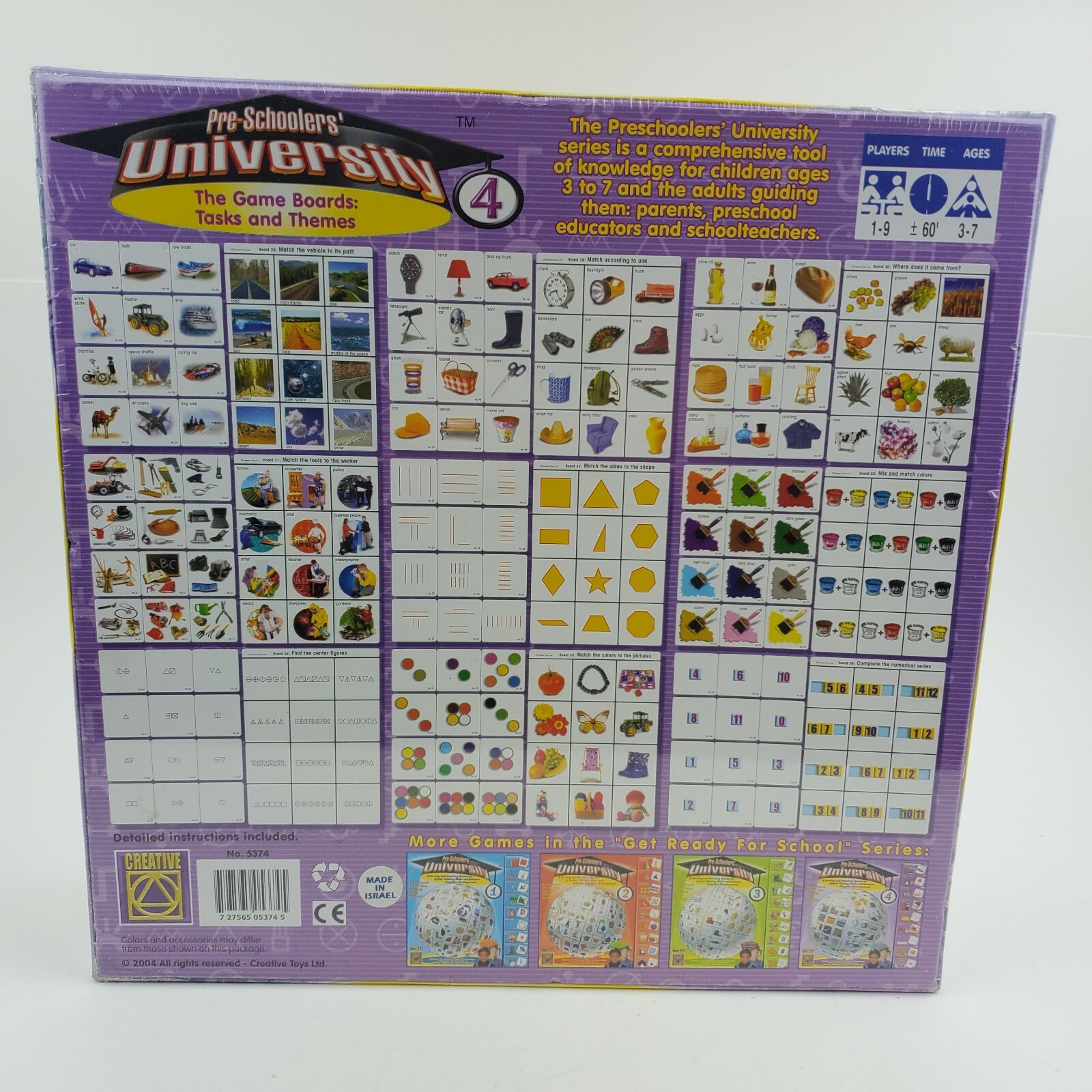 PRE-SCHOOLERS UNIVERSITY Matching Sorting Learning Game 2004 Creative Toys 5374