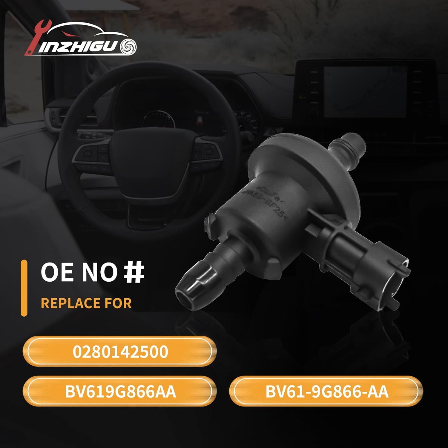 0280142500 Vapor Canister Purge Valve for Ford Fiesta 2014-2019 1.6L, Focus 2013