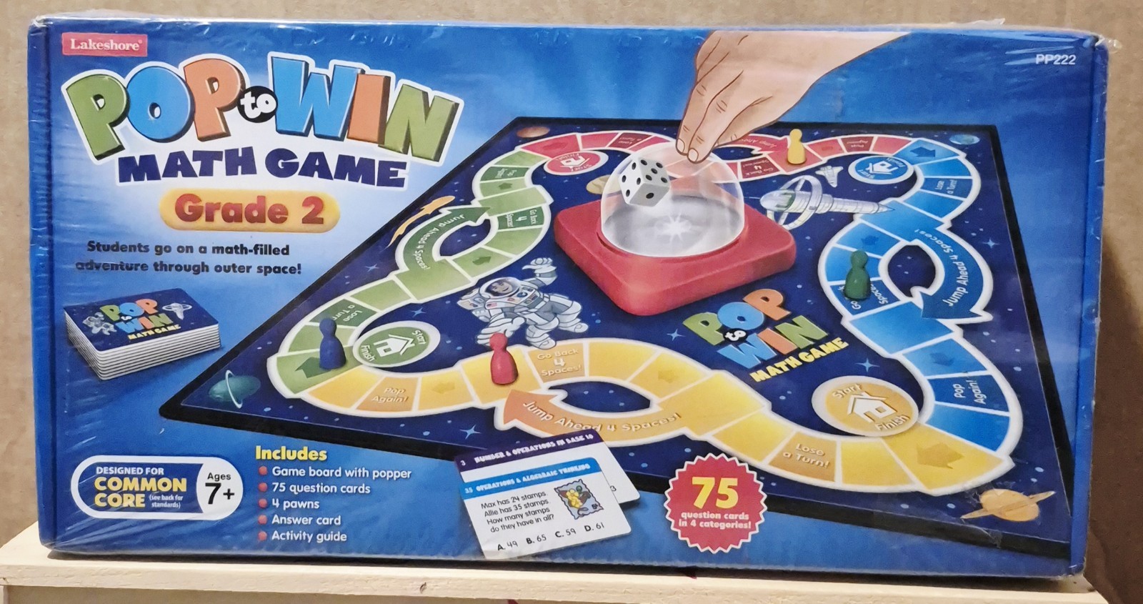 Lakeshore Pop to Win Math Learning Board Game Grade 2 Ages 7+ Outer Space NEW