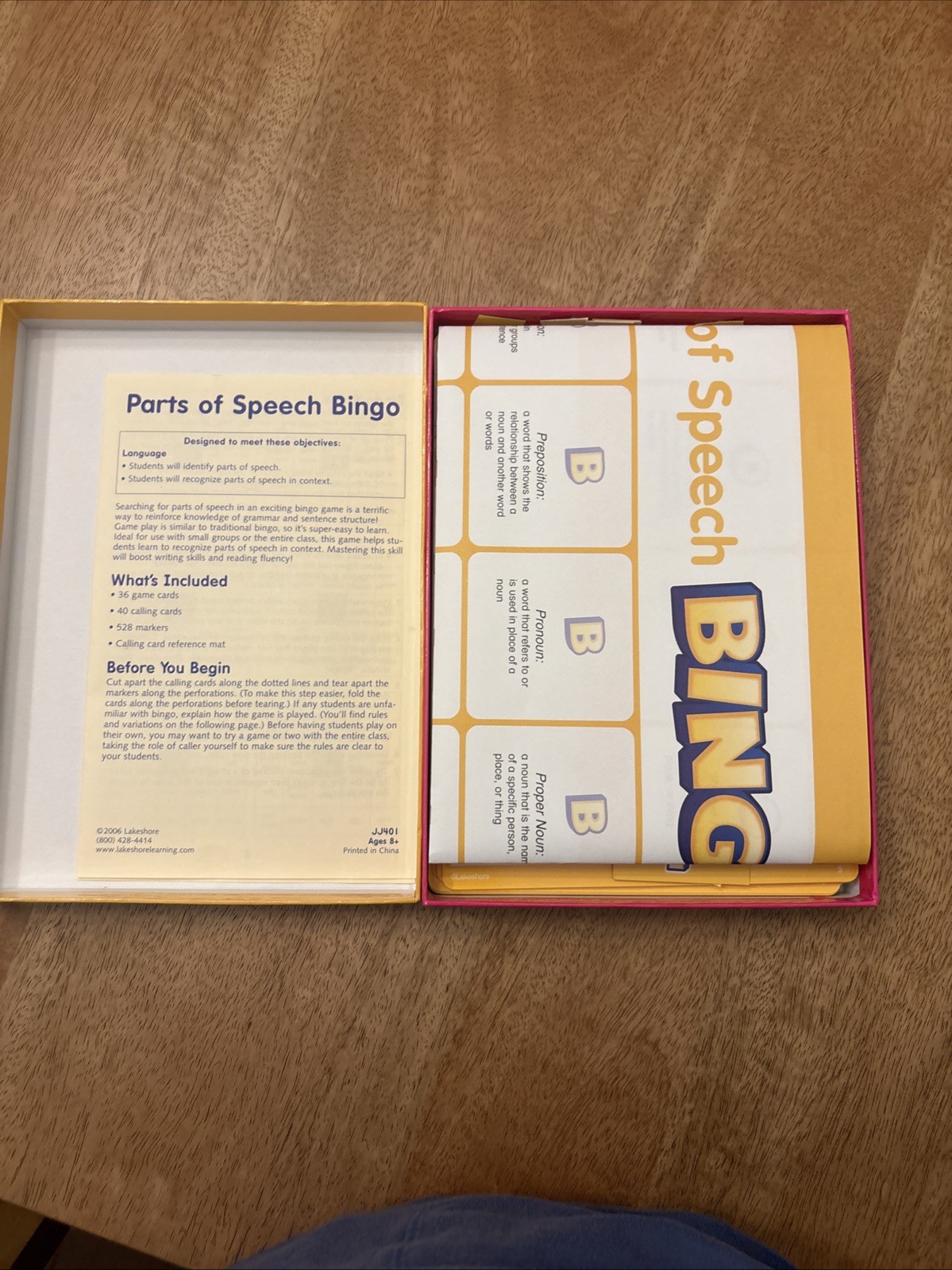 Lakeshore Parts Of Speech BINGO Learning Game Up to 36 Players Ages 8+