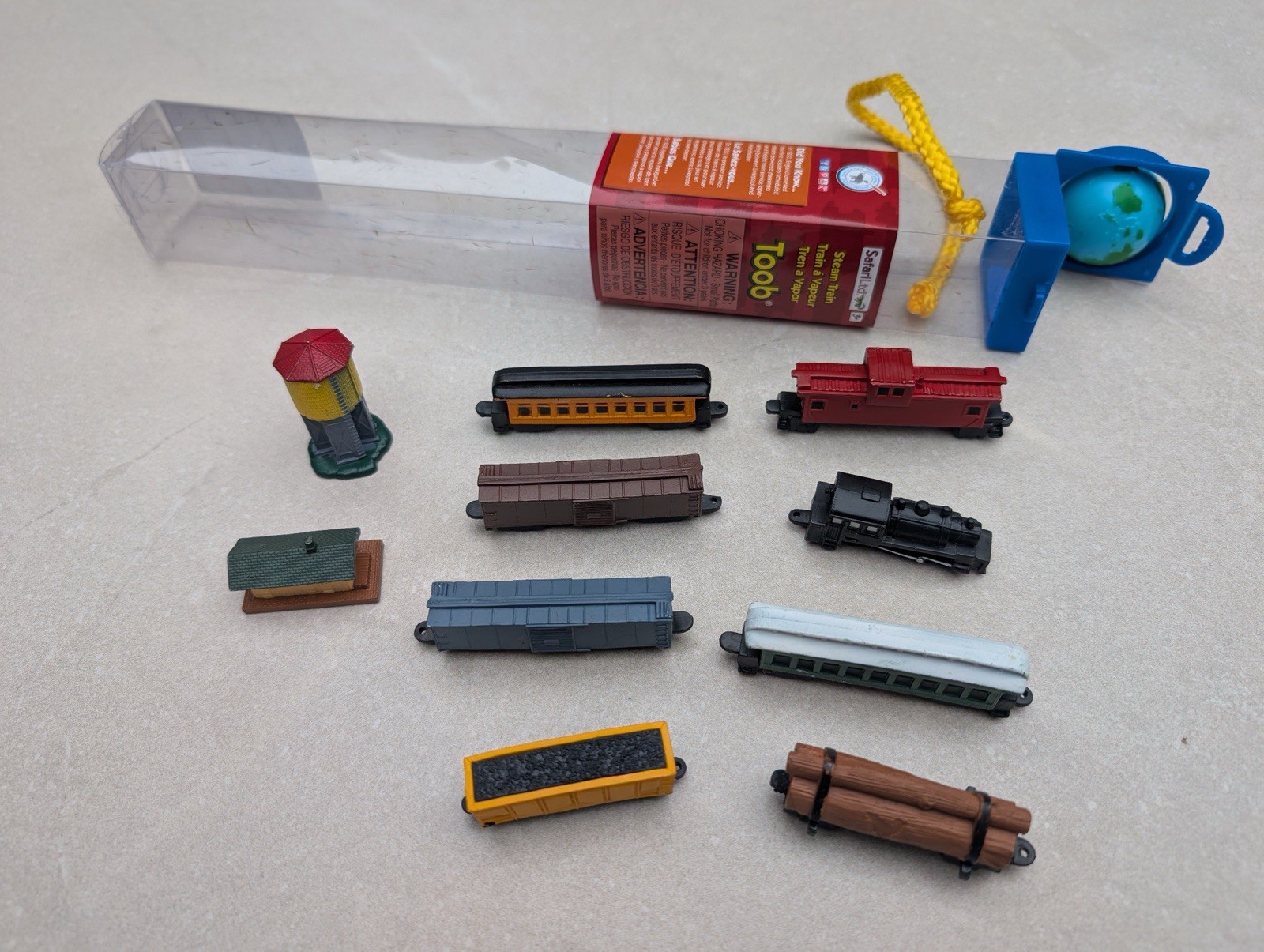 Safari Ltd Steam Train Toob 10 Piece Miniature Train Set Figures w/ Tube Toy