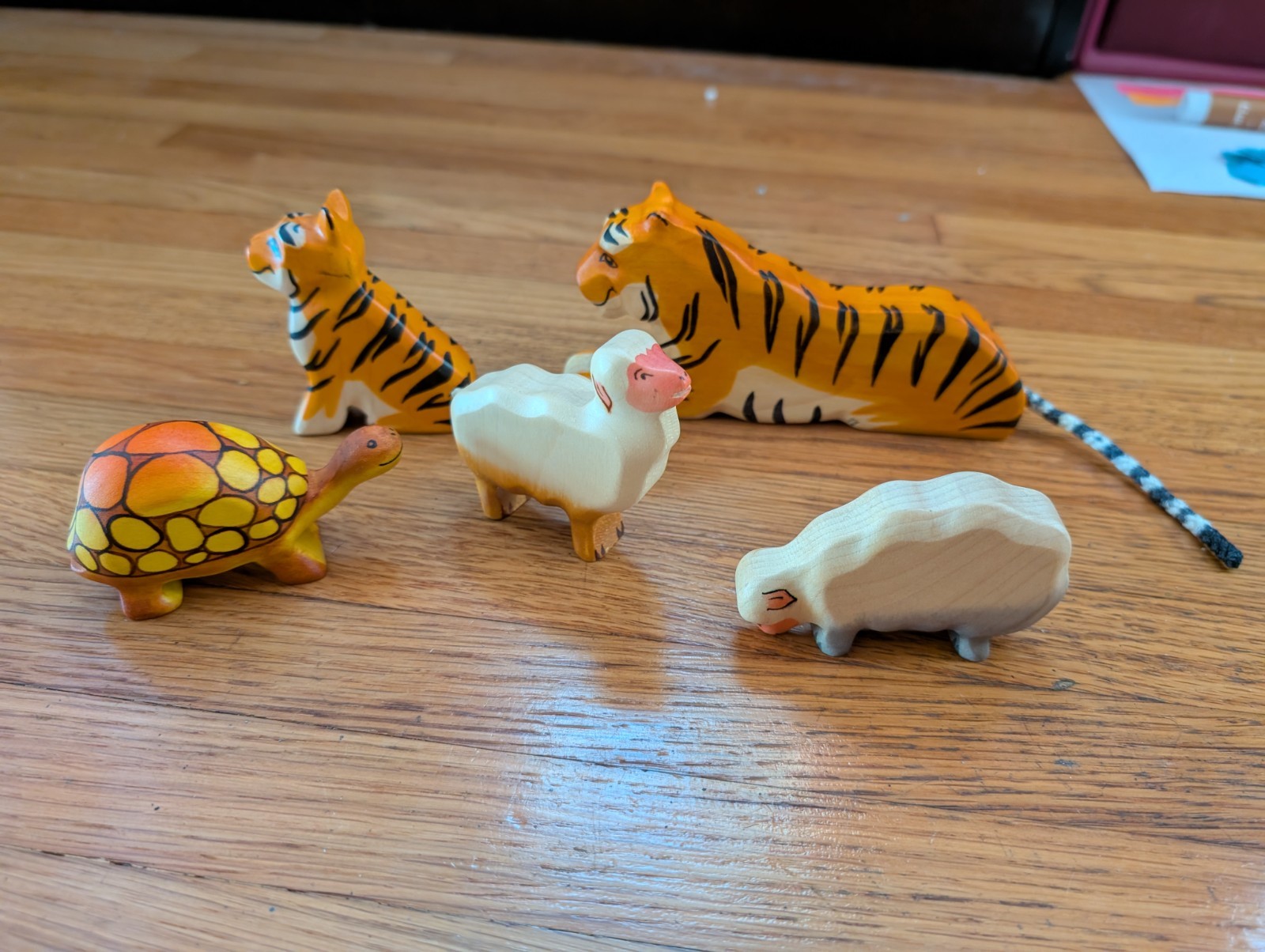 Set of 5 Handmade Wooden Animal Figures Toys Waldorf Montessori Non Toxic