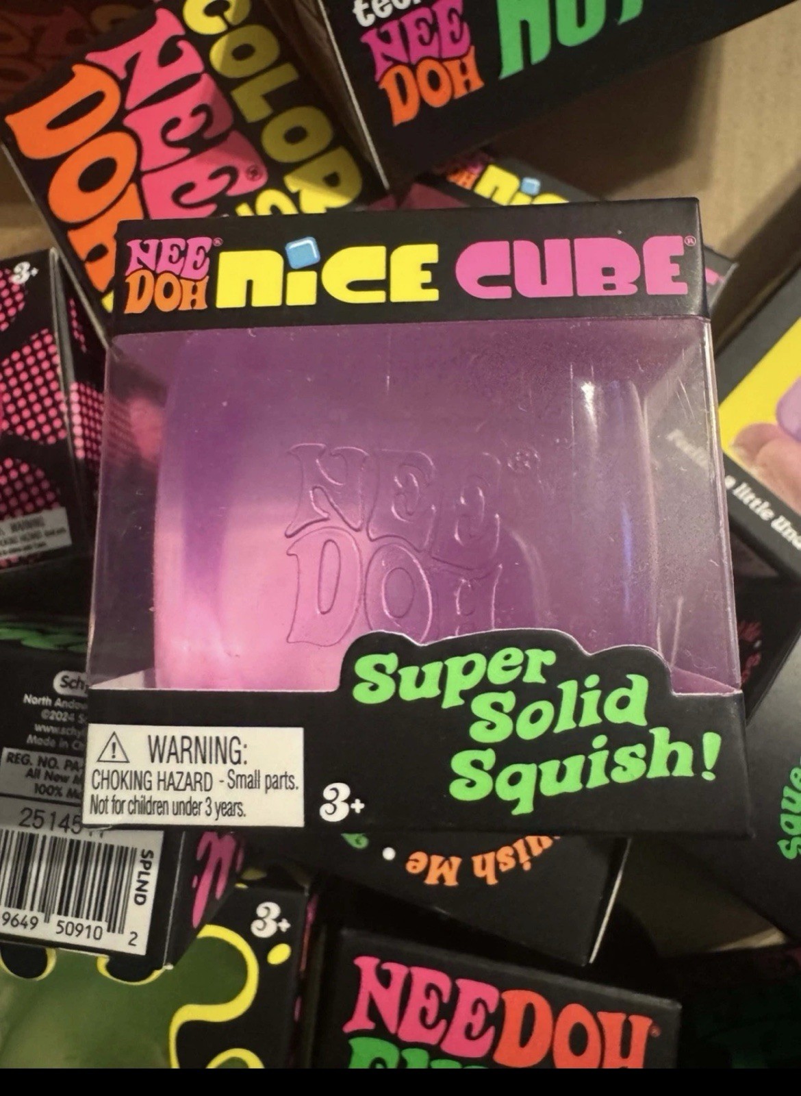 Purple NeeDoh Nice Ice Baby Sensory Squish Cube Super Solid Stress Toy
