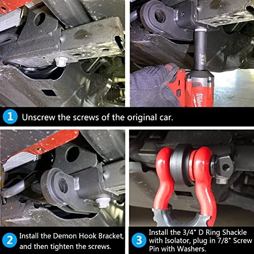 Front Tow Hook Demon, Compatible with 2009-2023 Toyota Tacoma, with 3/4″ D Ring
