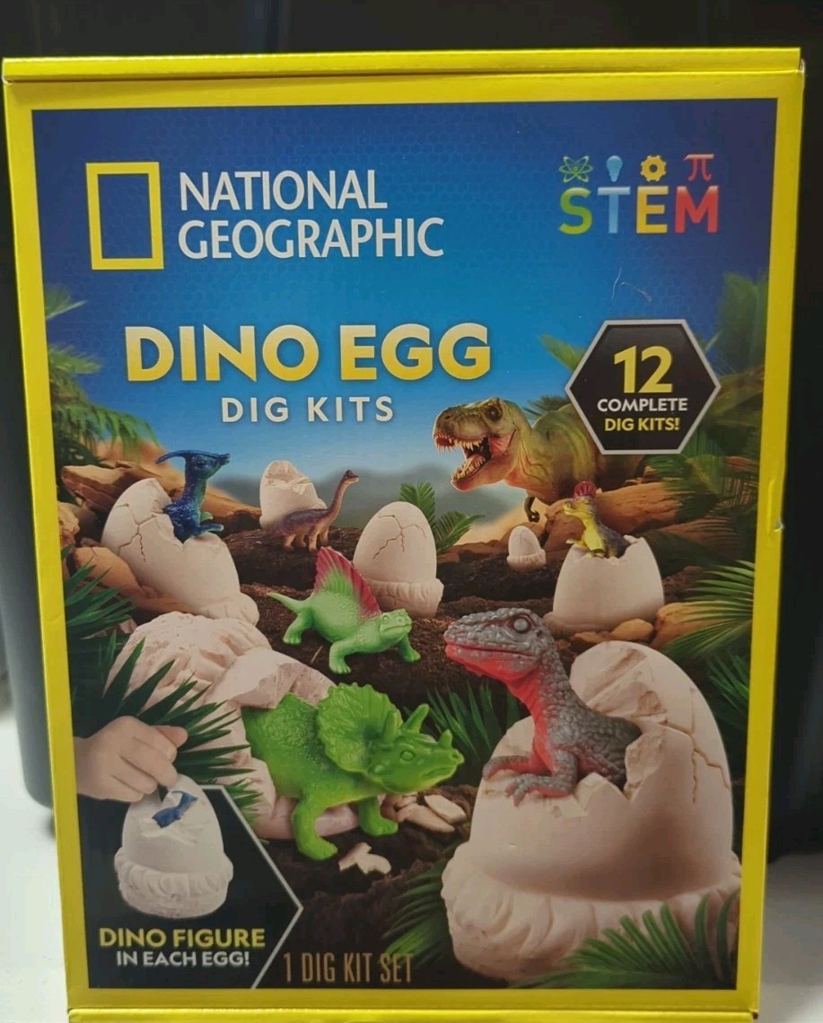 National Geographic Dinosaur Dig Kit – 12 Dino Shaped Dig Bricks With Dinosaur