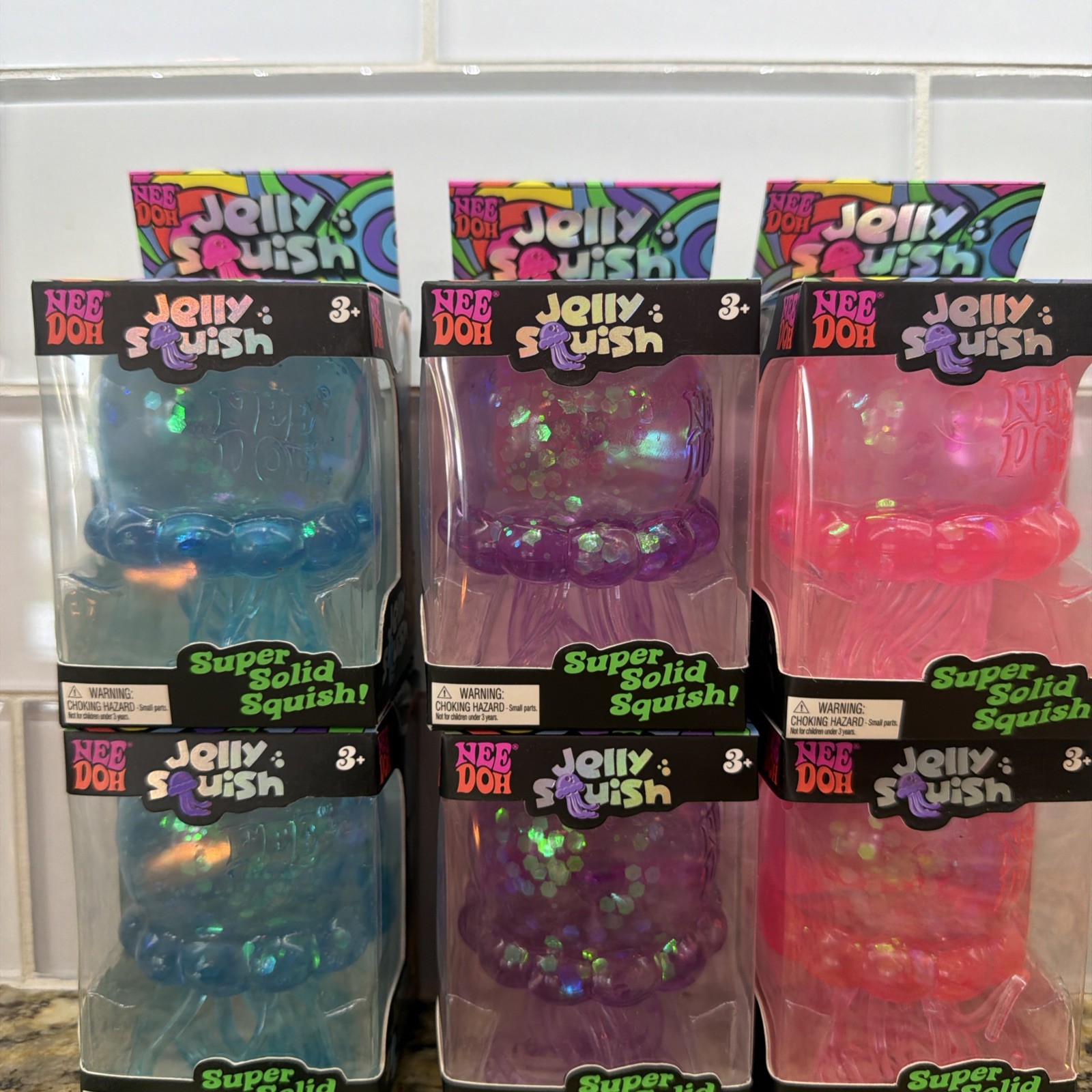 PURPLE NeeDoh JELLY SQUISH Sparkle Jellyfish Stress Toy Squishy Squeeze NEE DOH