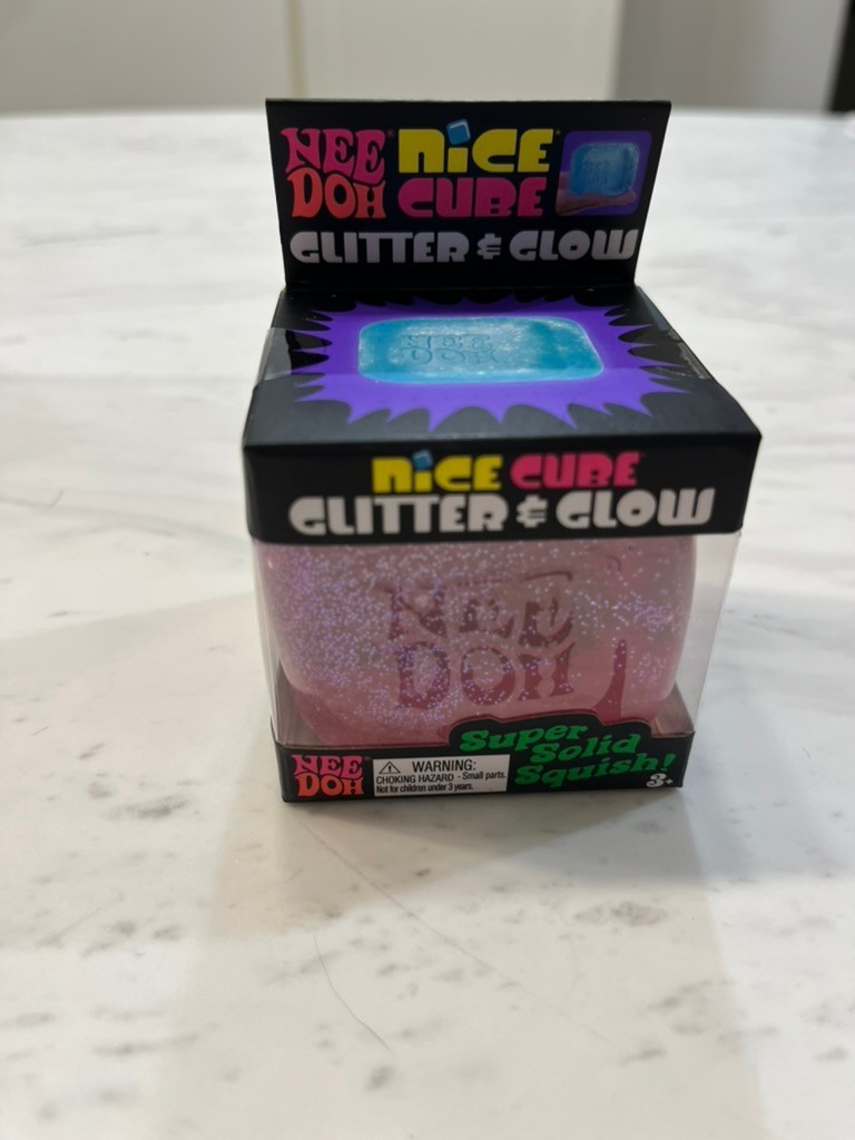 NeeDoh Nice Cube Glitter & Glow Pink, Authentic USA Seller, In Hand, Ships Fast!