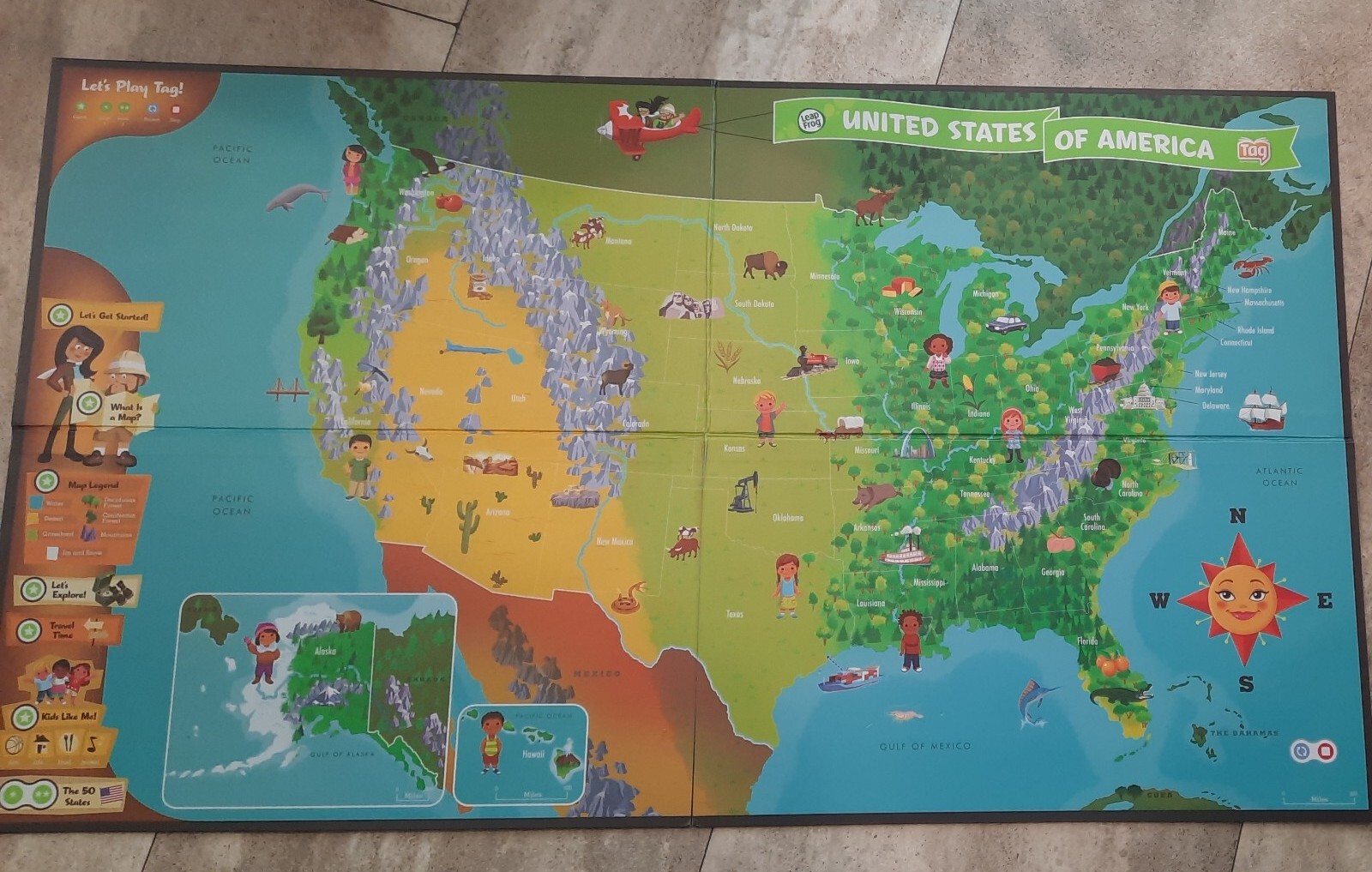 Used Good Leap Frog Tag Interactive United States Map 2-Sided Jumbo 35″ x 20″