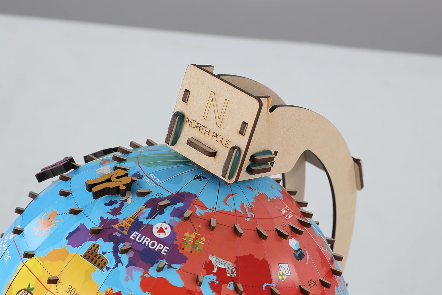 Globe Explorer Wooden Model Engineering STEM Learning Toy for Kids Ages 8 and Up