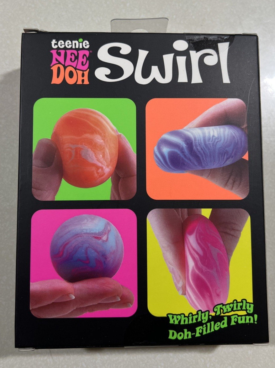 NEW 2025 NeeDoh Teenie Swirl Nee Doh Mini Squishy Stress Balls 4-pack