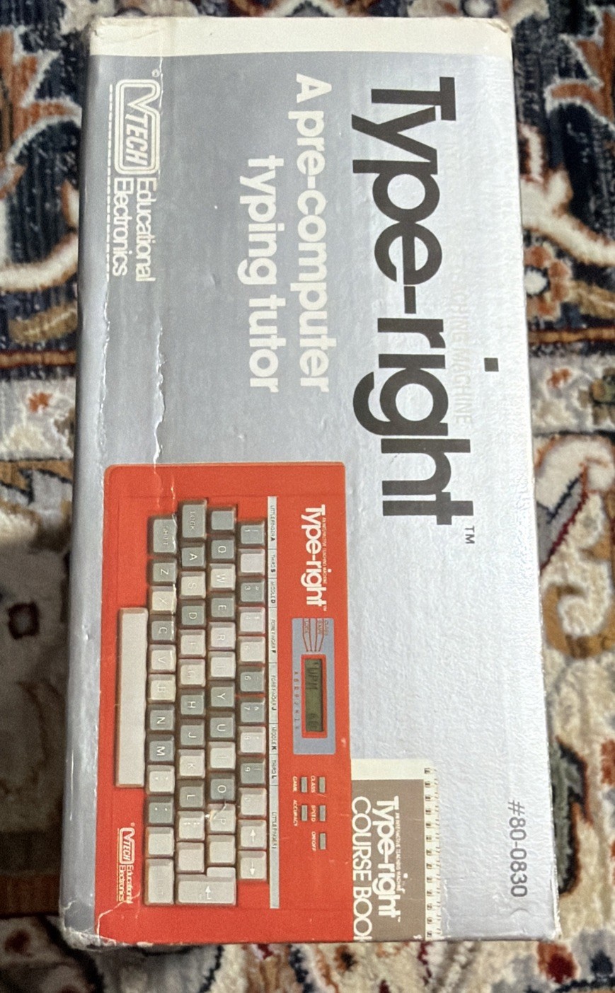 VTG 1985 VTech Type-Right Pre-Computer Typing Tutor w/ Course Book & Tape WORKS