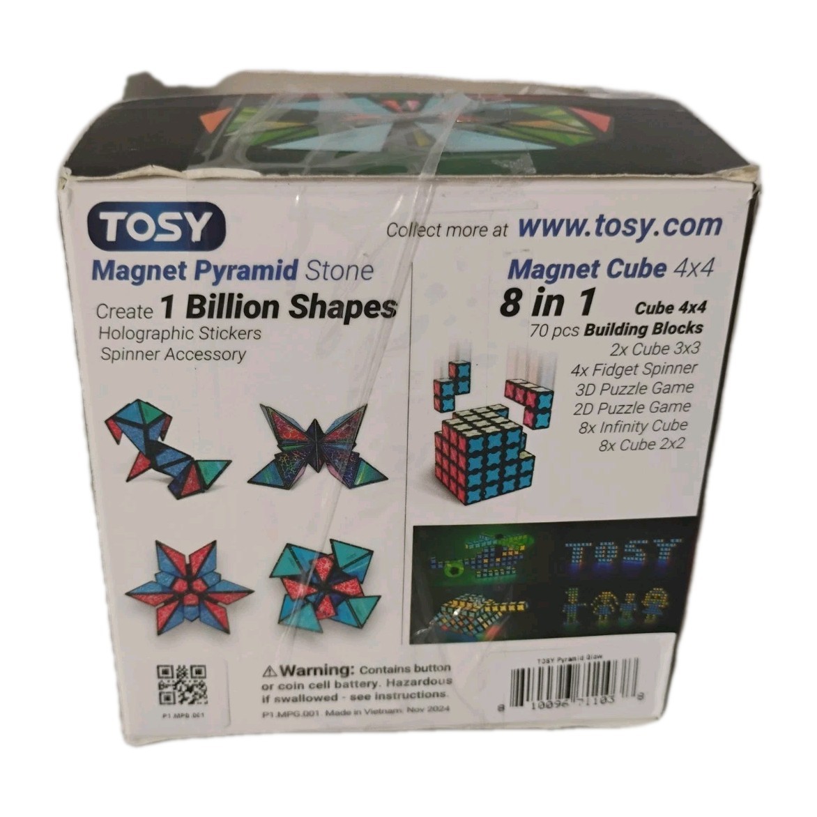 TOSY Magnet Pyramid Glow – 1 Cube Transforms into 1 Billion Shapes OPEN BOX