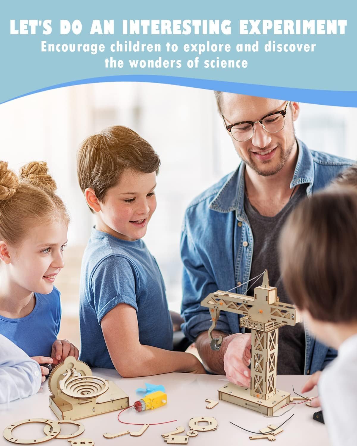 4 in 1 STEM Kits, STEM Projects for Kids Ages 8-12, Assembly 3D Wooden Puzzles,