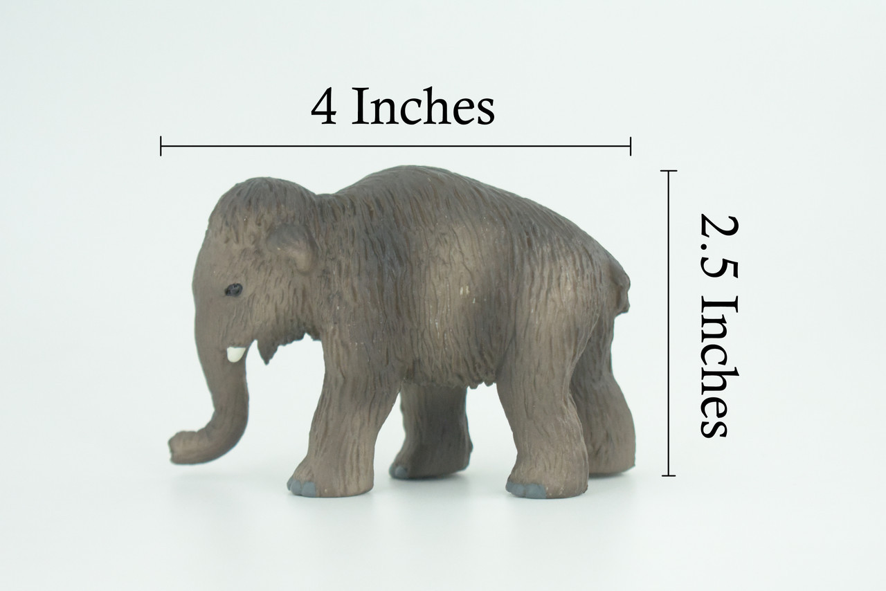 Toy Wooly Mammoth Baby, Hand Painted Rubber Realistic Model 4 Inches CH879 BB200