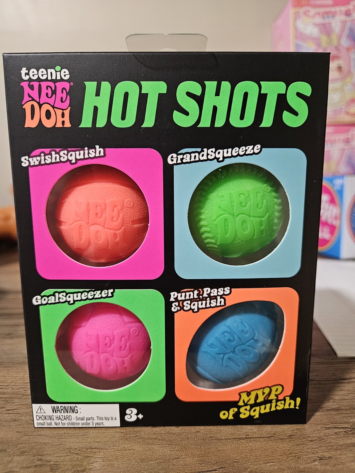 Brand New Schylling Teenie NeeDoh Hot Shots Squeeze Toys 4-Pack, Multicolor