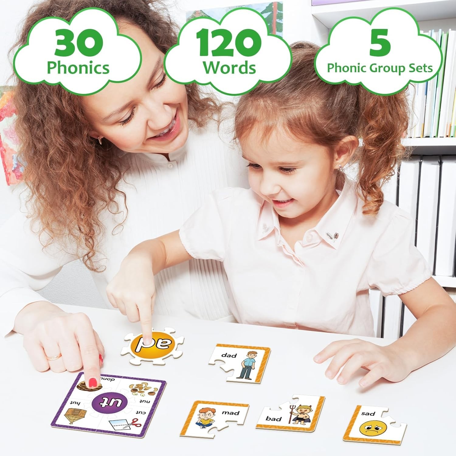 Phonics Puzzle, Rhyming Games Phonics Games Flash Cards for Kids Toddler, Learn