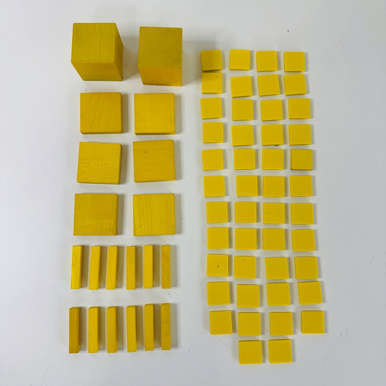 Wooden Math Manipulatives Blocks Set Rods Cubes Flats Homeschool 370+ Pieces