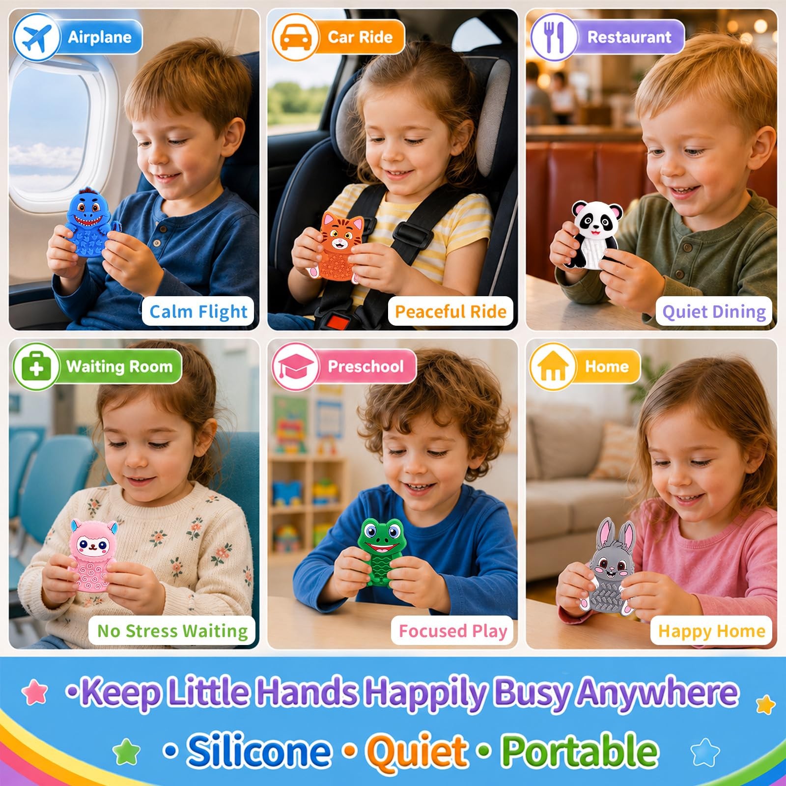 12 Pack Animal Sensory Toys for Kids Toddlers, 2.36*2.63 inches, Multi-color