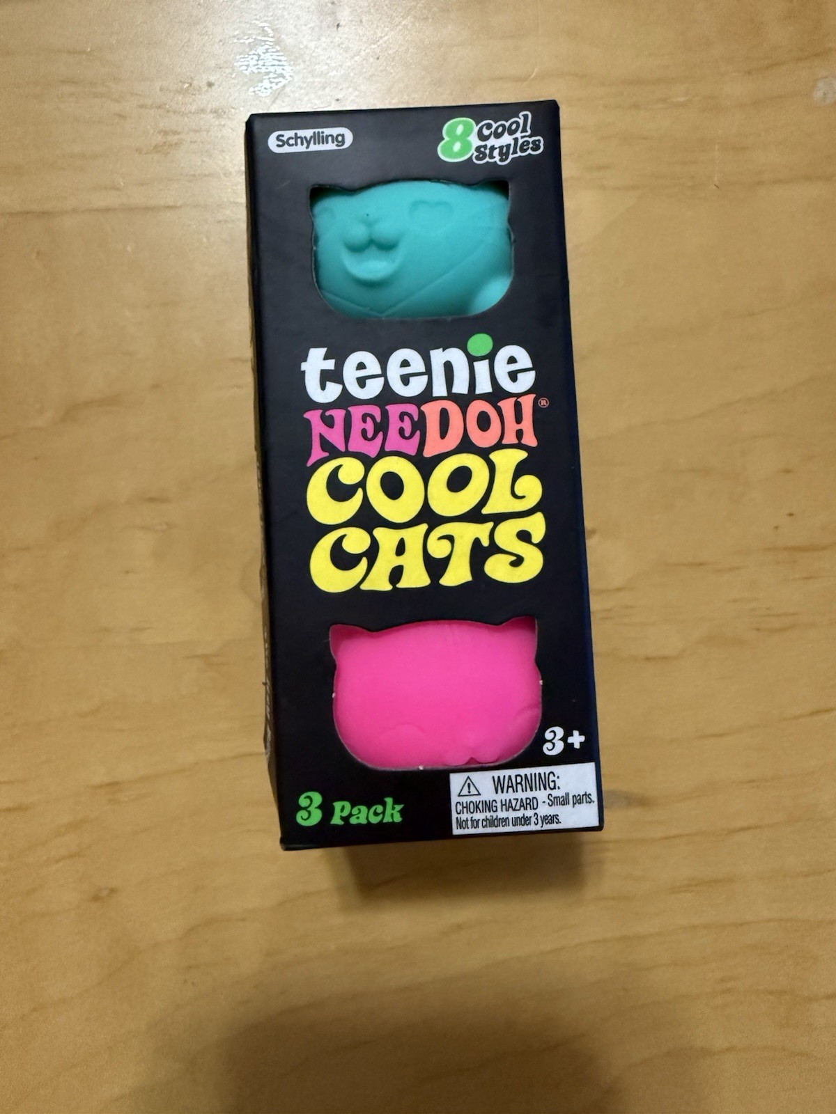 1x Schylling Teenie NeeDoh Cool Cats 3 pack Sensory Squeeze Toy Assorted Colors