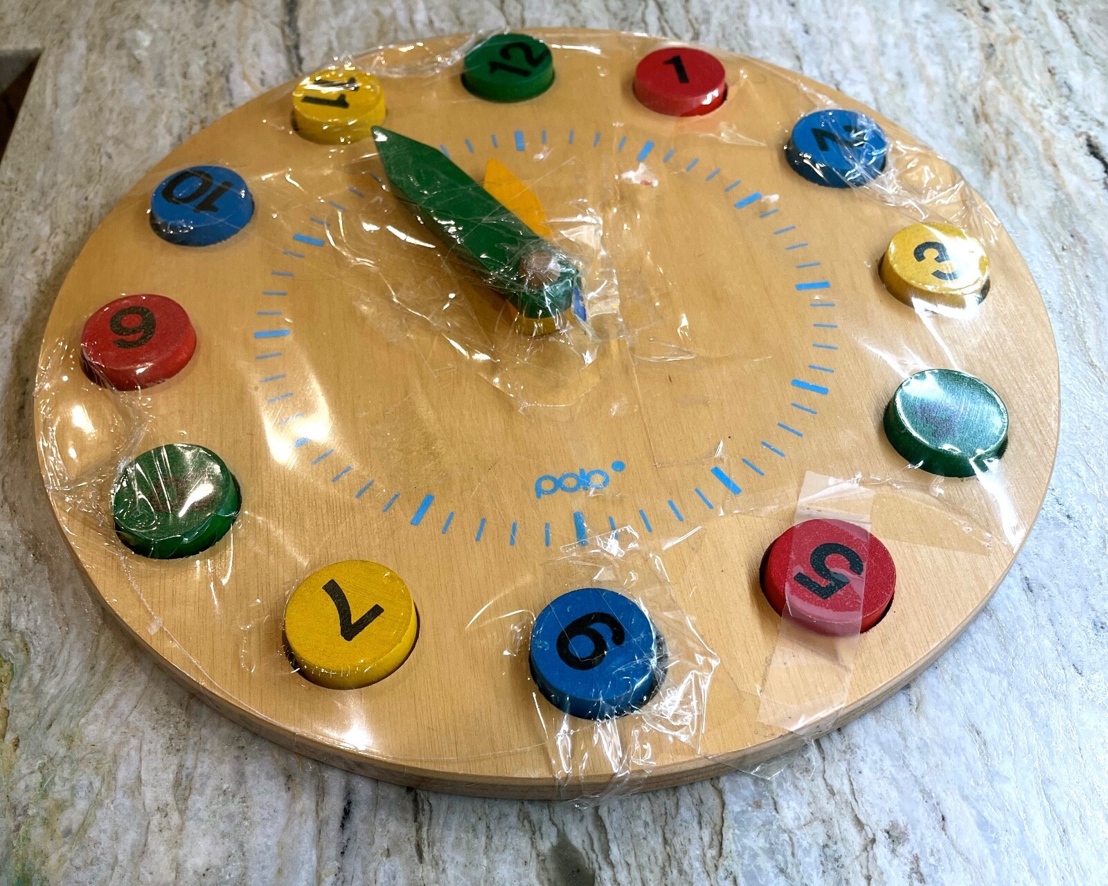 Learning Clock Wooden Puzzle Round 12 Pieces Puzzle Time Number Kids Toddler
