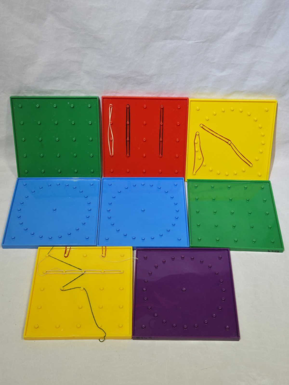 Lot of 8 Plastic Math Geoboards 6×6 Double Sided Geometry Homeschool Classroom