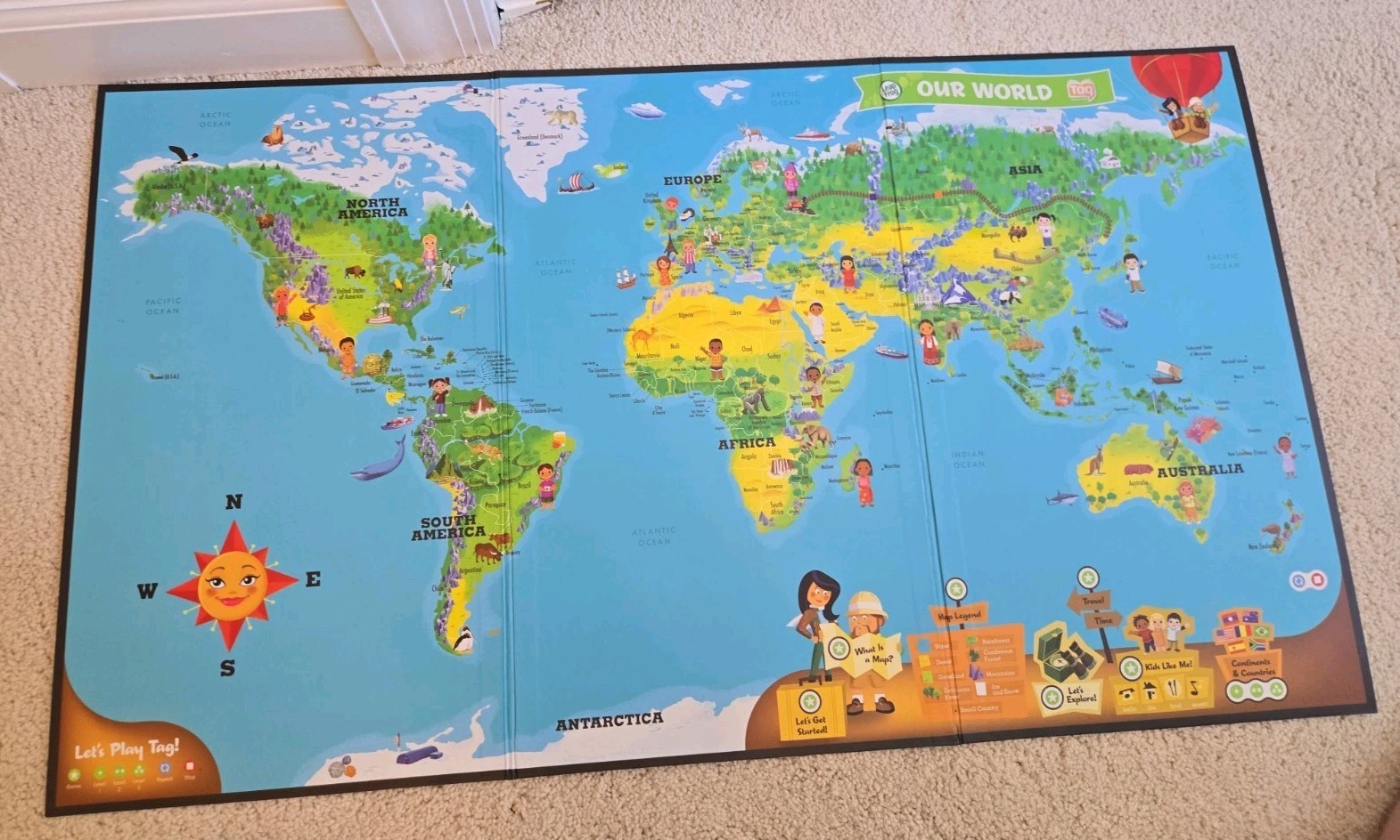 Leap Frog Tag Interactive United States Map & World Map 2 Sided NO PEN