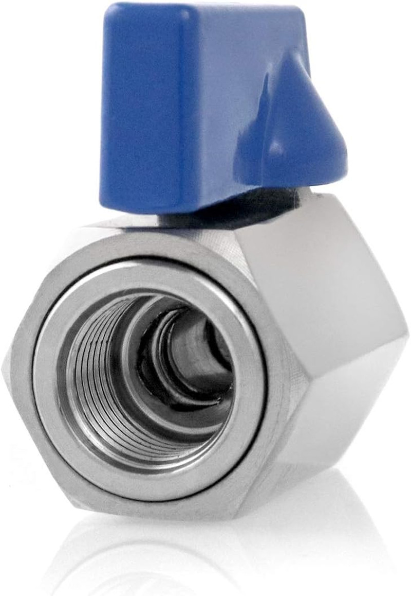 Mini Ball Valve, 2 Pack 1/4″ NPT Thread Female and Male 304 Stainless Steel Shut