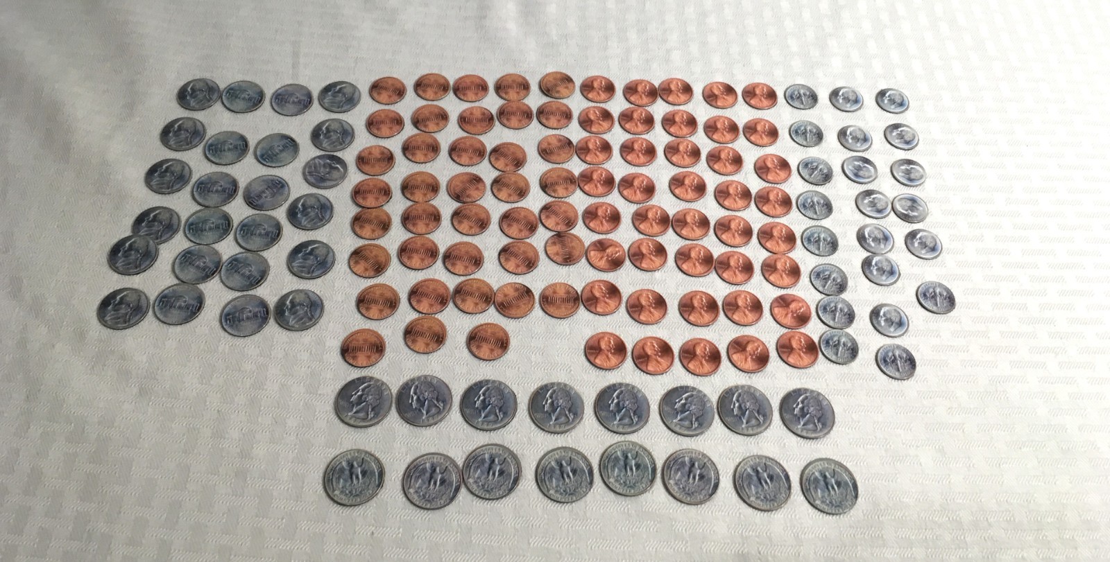 MATH MANIPULATIVE / MAGNETIC COINS MONEY / 140 PEICES PENNY NICKEL DIME QUARTER