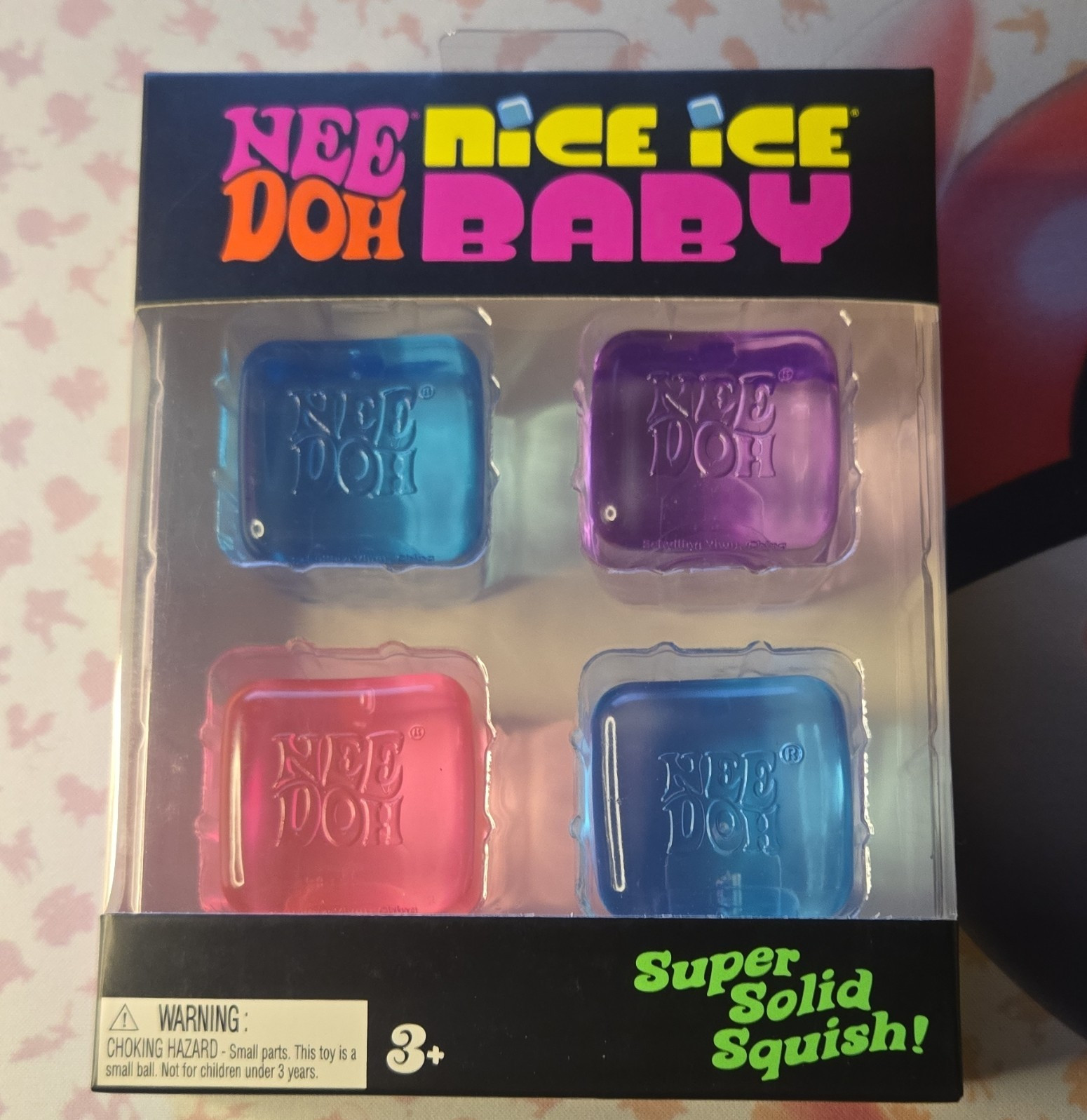 Nee Doh Nice Ice Baby Super Solid Squish Squeeze Toy Set 4-Pack Blue/Purple/Pink