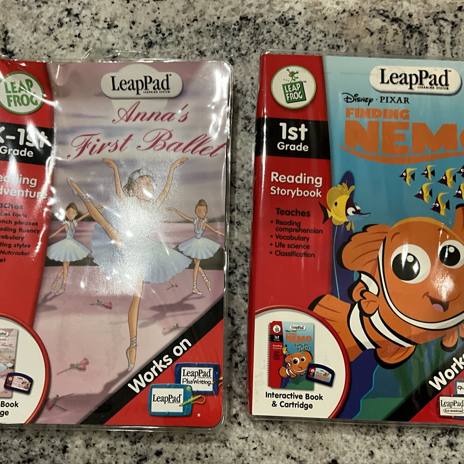 Leap Frog LeapPad Learning FINDING NEMO And Anna’s First Ballet Ages K-1 NEW