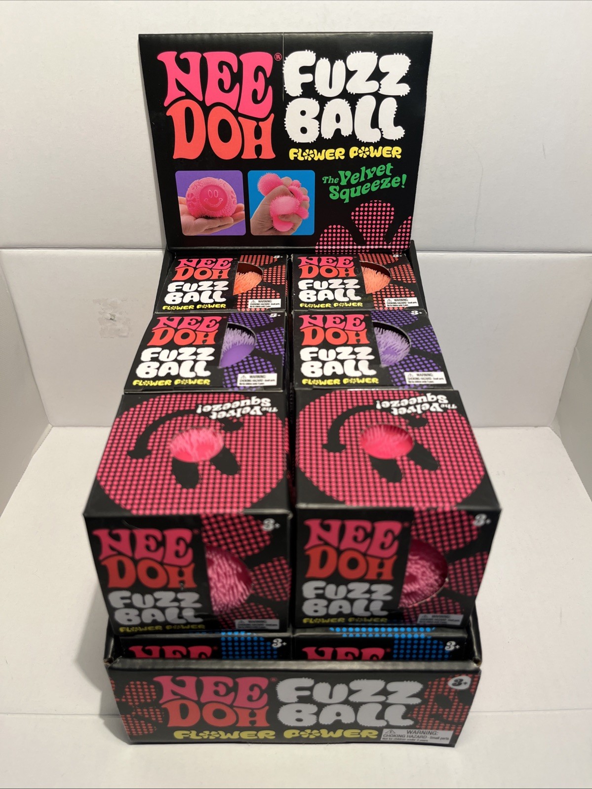 Lot of 12 Nee Doh FUZZ BALL Flower Power Velvet Squeeze Stress Ball (Full Case)