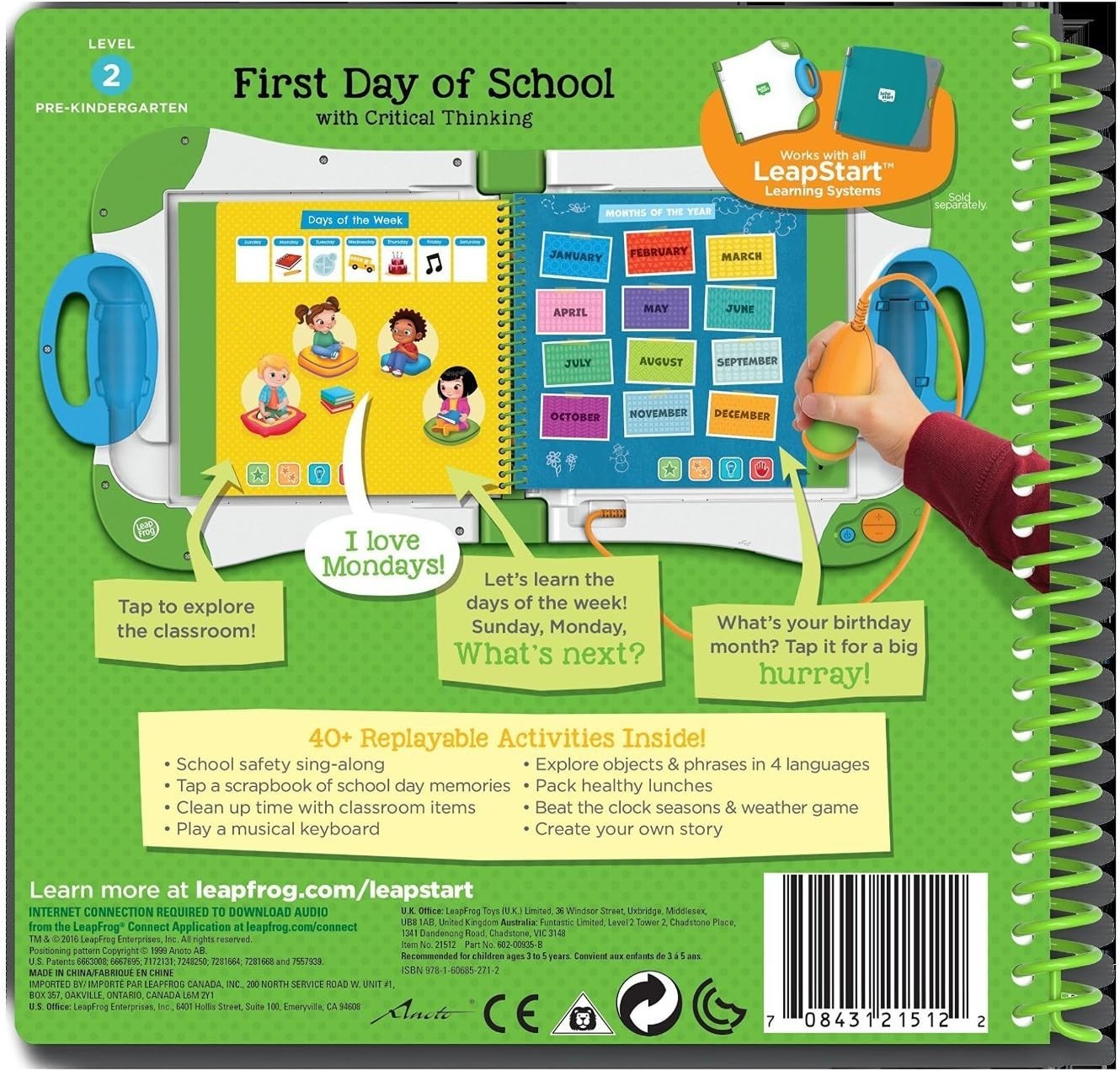 LeapFrog LeapStart First Day of School Activity Book Level 2, Ages 3-5